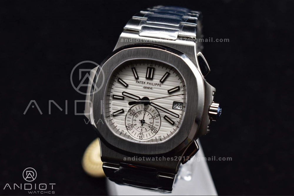 Reliable Nautilus Chrono Date 5980 SS SS Wht Stk PPF A7750 Mod 359