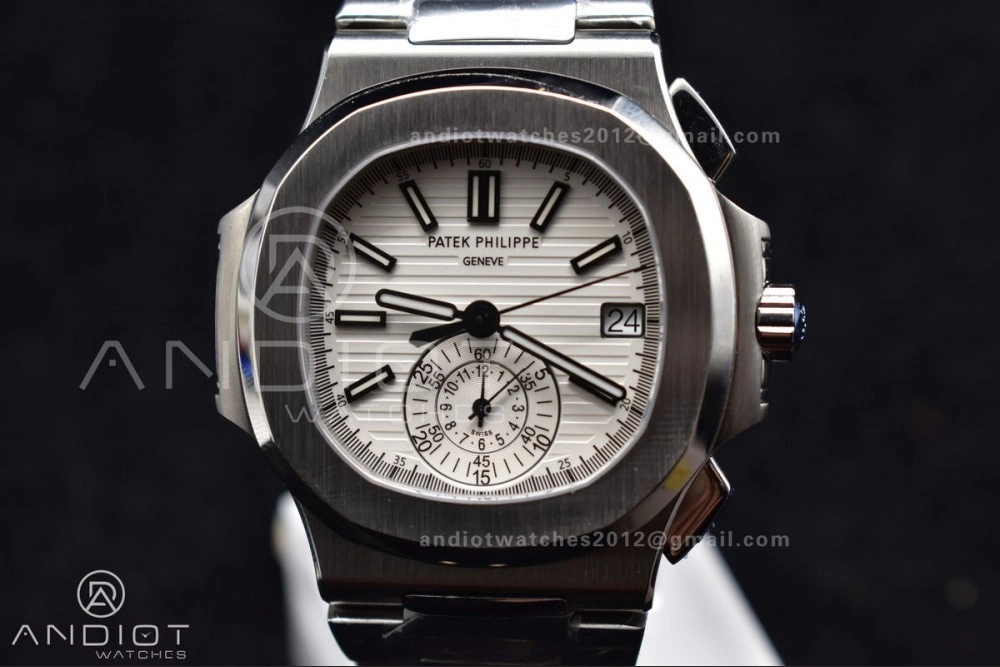 Reliable Nautilus Chrono Date 5980 SS SS Wht Stk PPF A7750 Mod 359