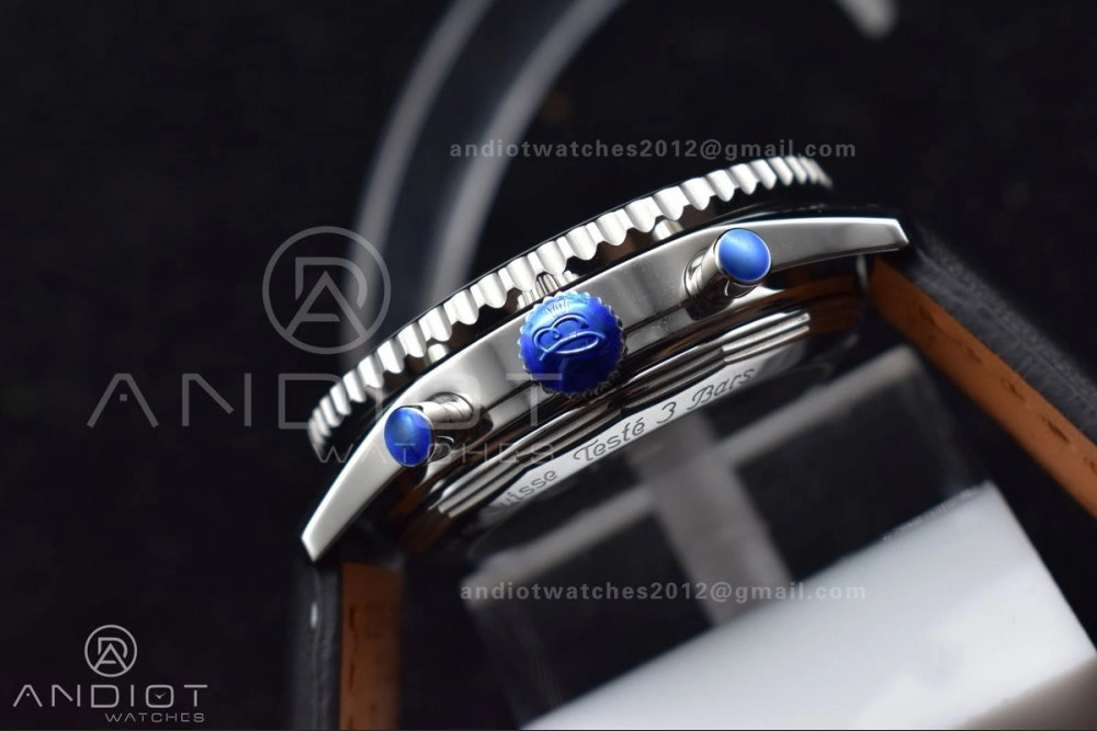 Navitimer 1 SS 43mm BLS 1:1 Best Edition Black Dial on Leather Bracelet A Original 216