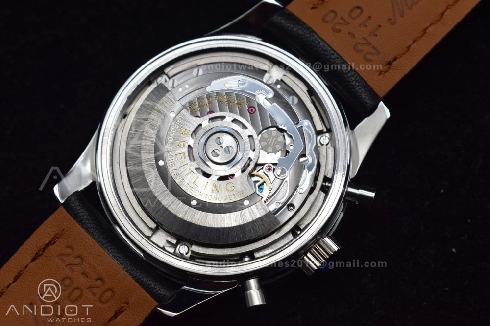 Navitimer 1 SS 43mm BLS 1:1 Best Edition Black Dial on Leather Bracelet A Original 216