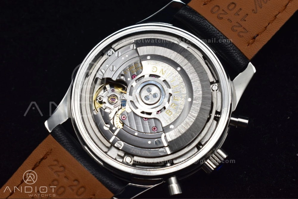 Navitimer 1 SS 43mm BLS 1:1 Best Edition Black Dial on Leather Bracelet A Original 216