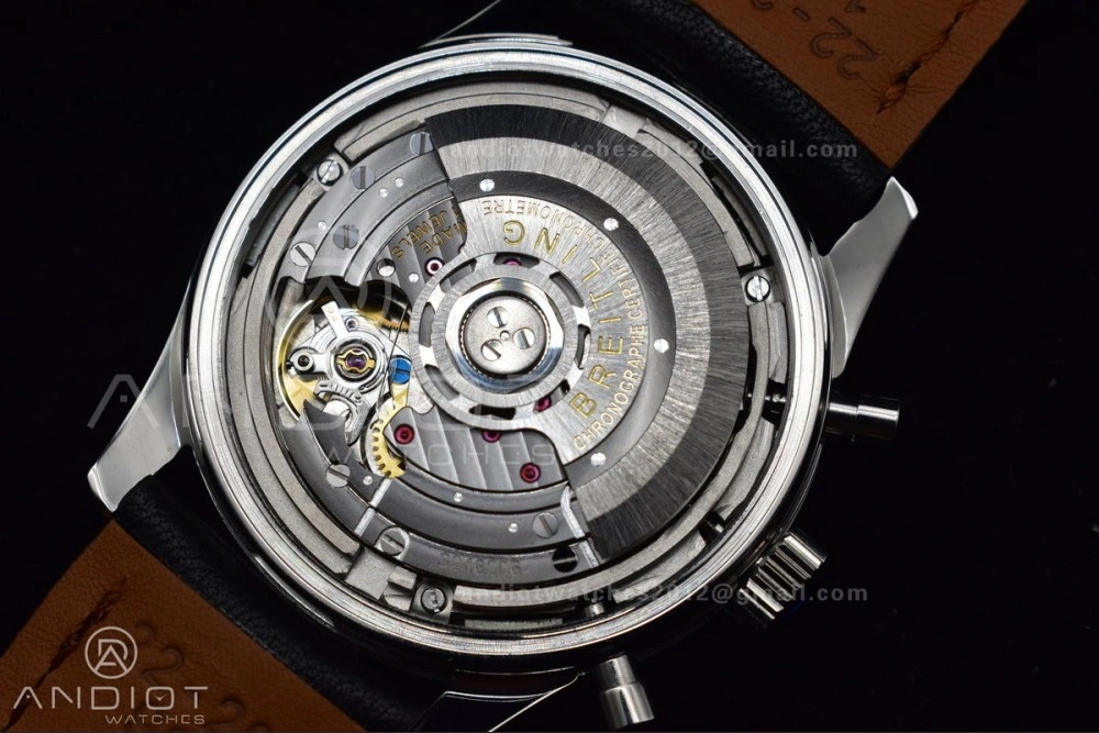 Navitimer 1 SS 43mm BLS 1:1 Best Edition Black Dial on Leather Bracelet A Original 216