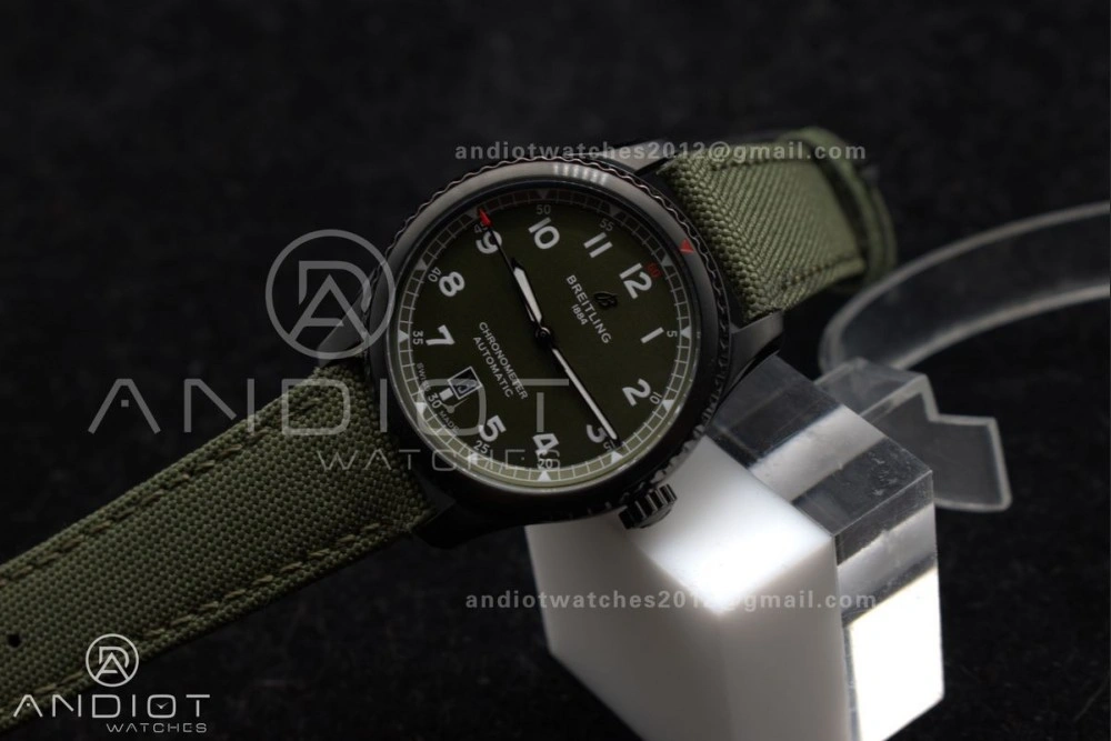 Navitimer 8 Automatic 41mm PVD TF 1:1 Best Edition Green Dial on Green Nylon Strap A Timeless 190