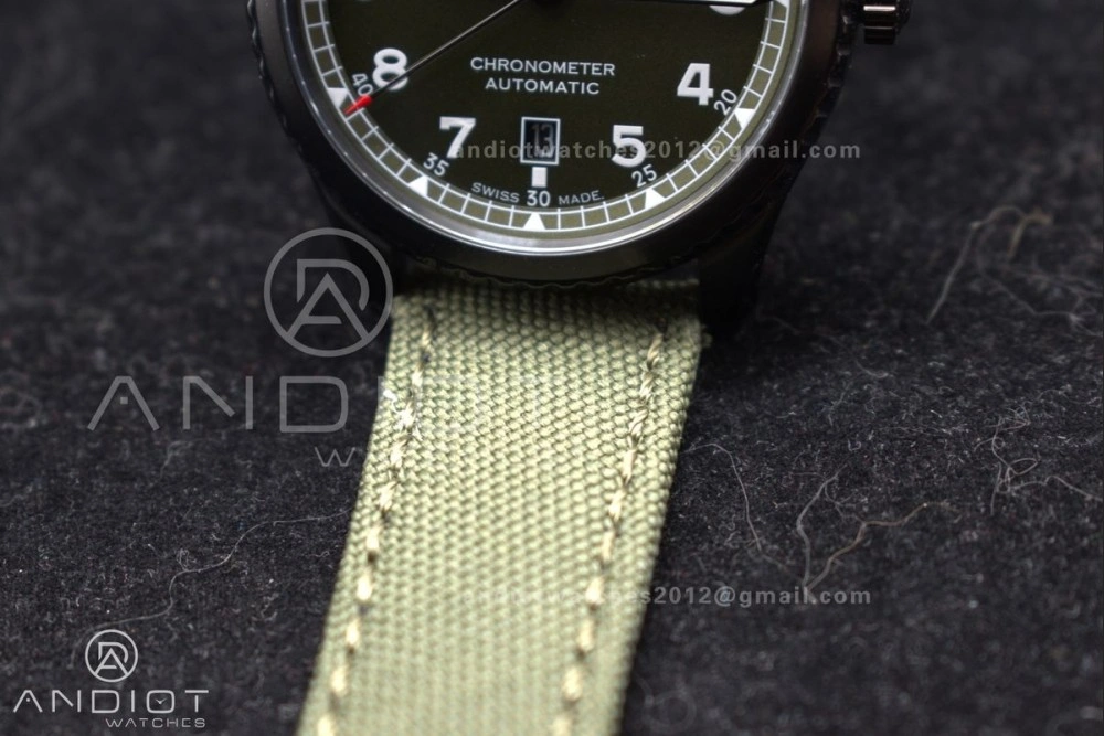 Navitimer 8 Automatic 41mm PVD TF 1:1 Best Edition Green Dial on Green Nylon Strap A Timeless 190