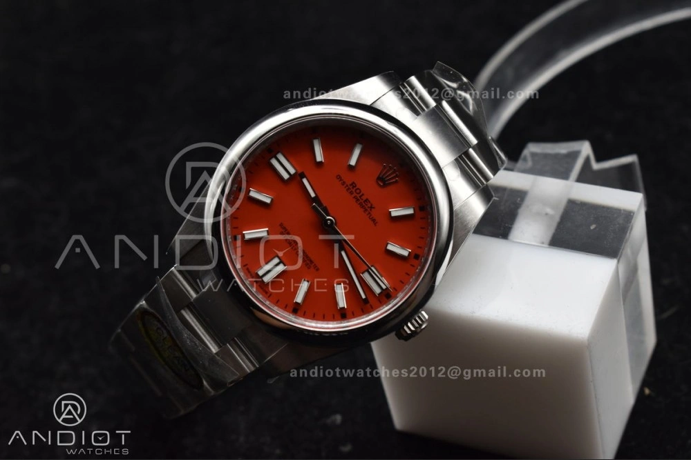 Oyster Perpetual 124300 41mm Clean 1:1 Best Edition 904L Steel Red Dial VR Unisex 938