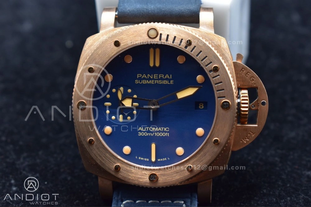 PAM1074 W Bronzo VSF 1:1 Best Edition Blue Dial on Blue Calfskin Strap P.900 Clone Versatile 331