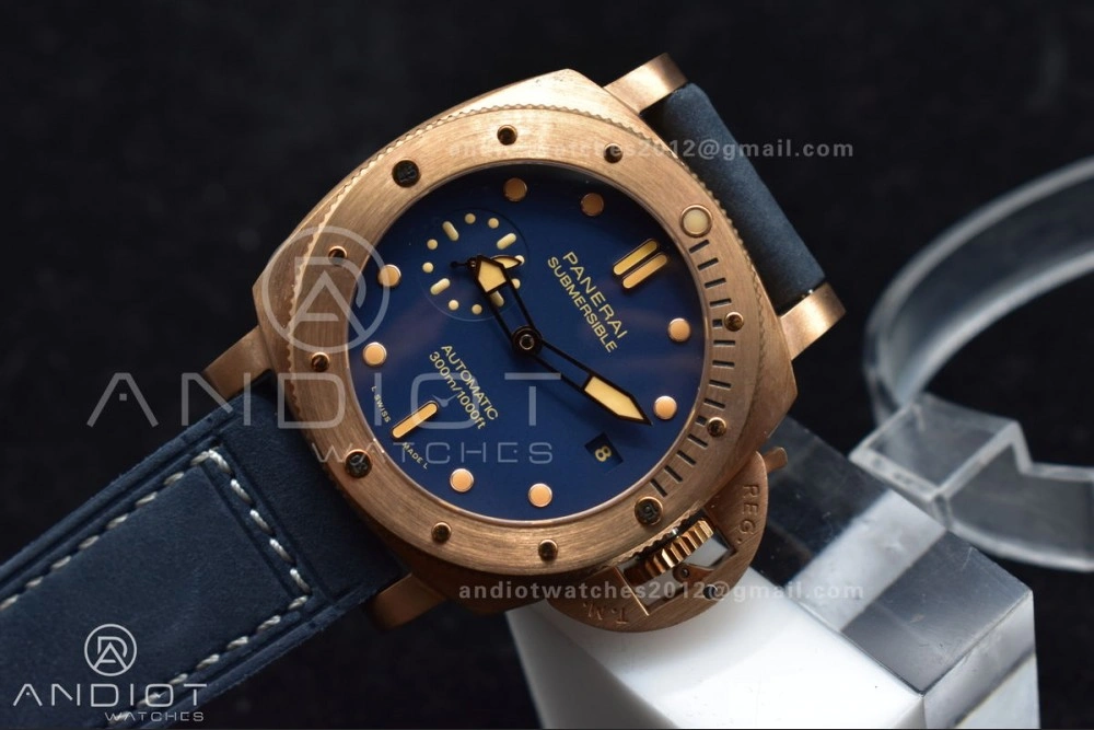 PAM1074 W Bronzo VSF 1:1 Best Edition Blue Dial on Blue Calfskin Strap P.900 Clone Versatile 331