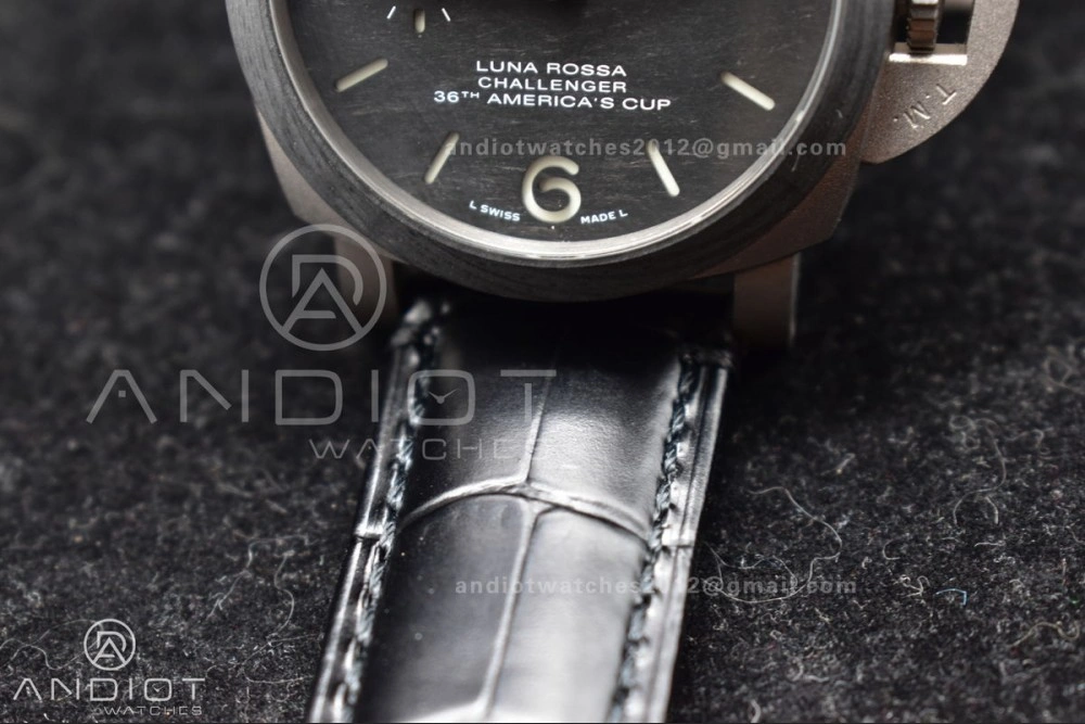 PAM1096 W Luminor GMT 42mm Titanium VSF 1:1 Best Edition Black Dial on Black Leather Strap P.9011 Super Clone UrbanStyle 986