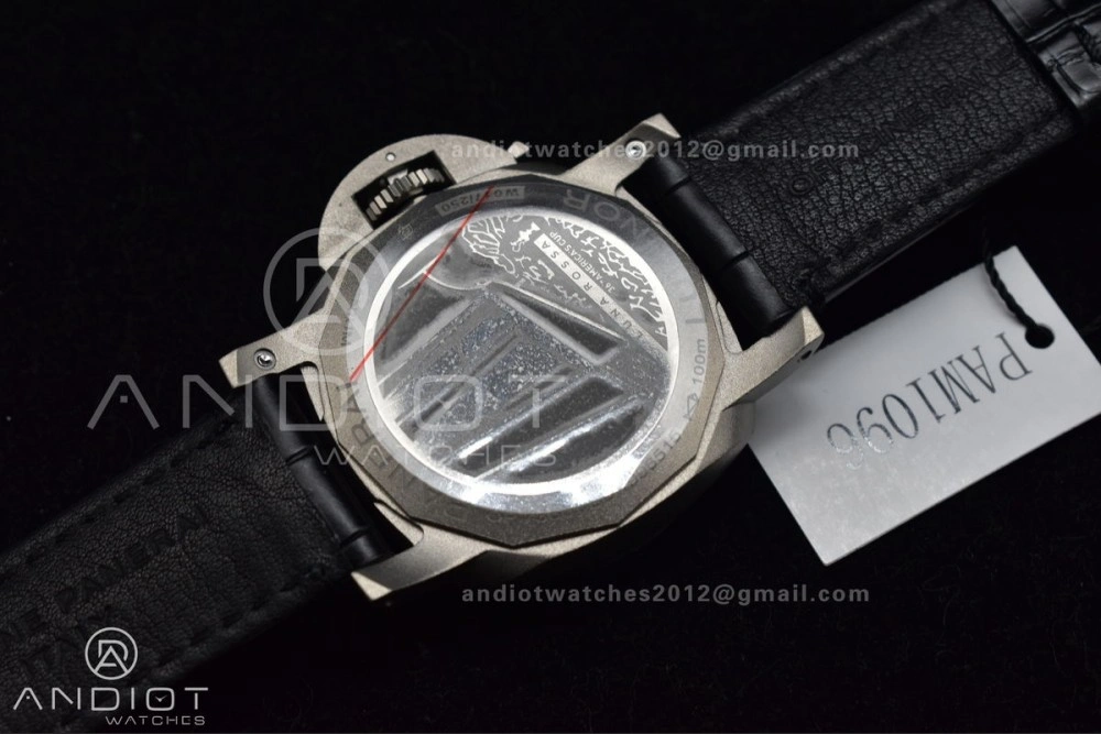 PAM1096 W Luminor GMT 42mm Titanium VSF 1:1 Best Edition Black Dial on Black Leather Strap P.9011 Super Clone UrbanStyle 986