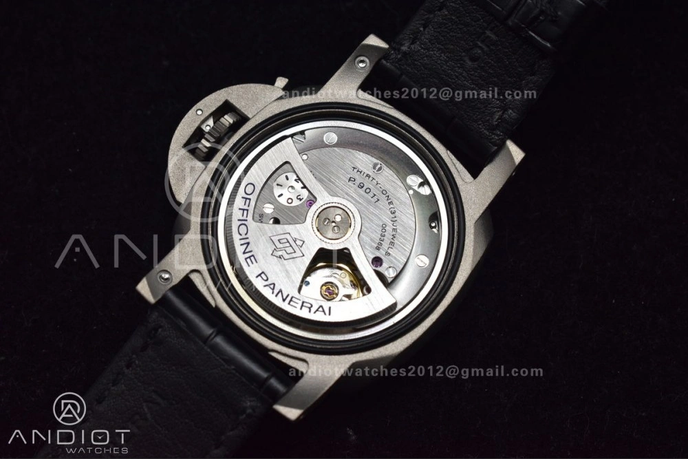 PAM1096 W Luminor GMT 42mm Titanium VSF 1:1 Best Edition Black Dial on Black Leather Strap P.9011 Super Clone UrbanStyle 986