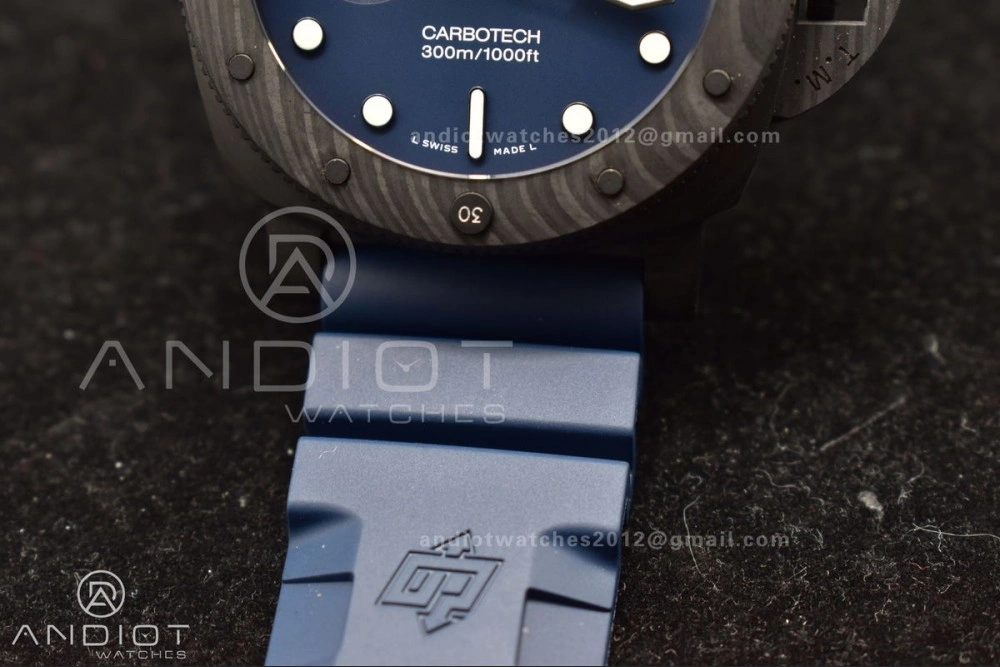 PAM1232 W Carbotech SBF 1:1 Best Edition Blue Dial on Blue Rubber Strap P Trendsetting 439