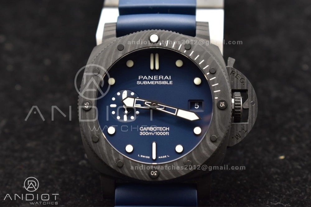 PAM1232 W Carbotech SBF 1:1 Best Edition Blue Dial on Blue Rubber Strap P Trendsetting 439