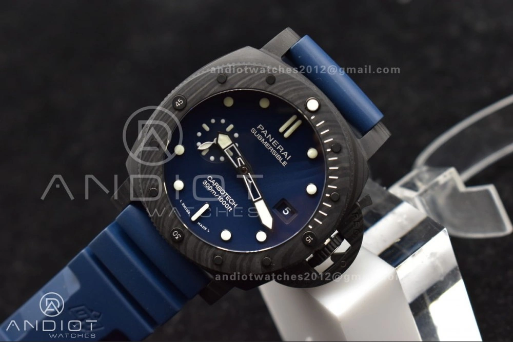 PAM1232 W Carbotech SBF 1:1 Best Edition Blue Dial on Blue Rubber Strap P Trendsetting 439