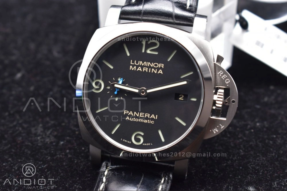 OdorResistant PAM1312  VSF 1:1 Best Edition Black Dial on Black Leather Strap P. 328