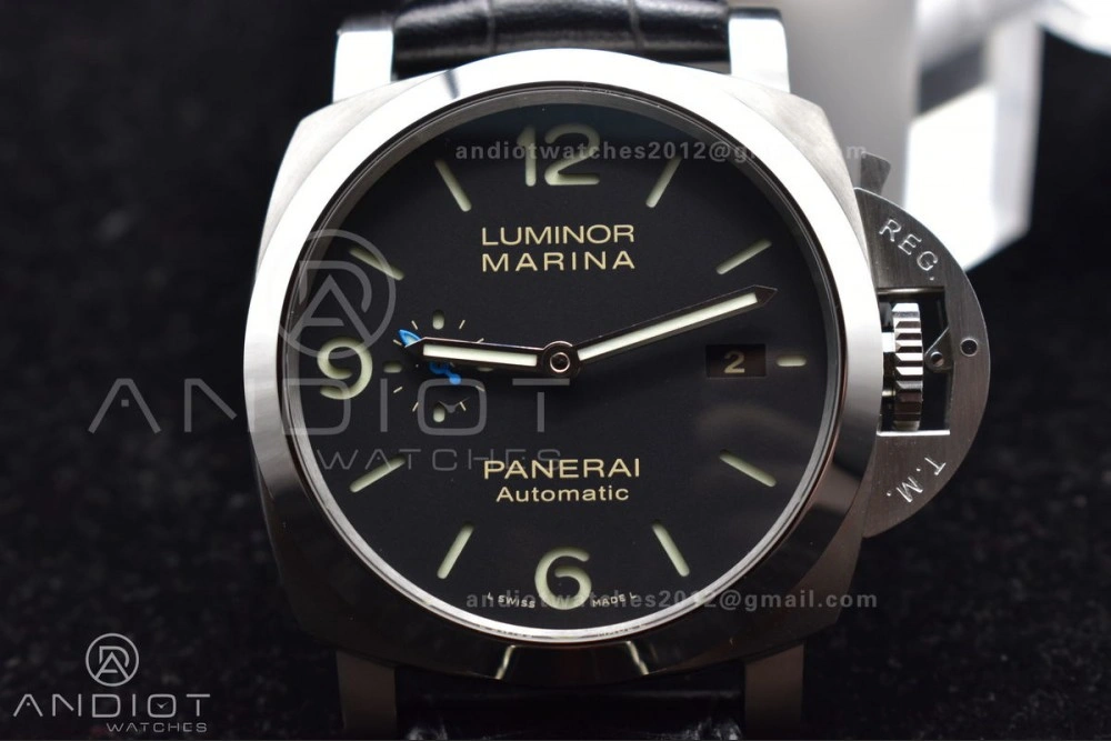 OdorResistant PAM1312  VSF 1:1 Best Edition Black Dial on Black Leather Strap P. 328