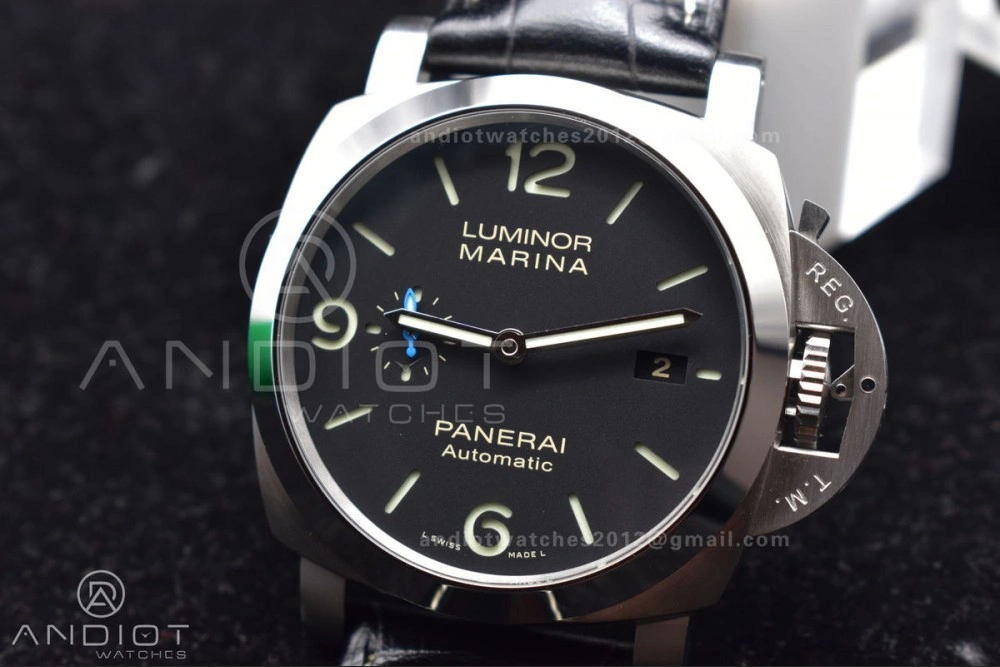 OdorResistant PAM1312  VSF 1:1 Best Edition Black Dial on Black Leather Strap P. 328