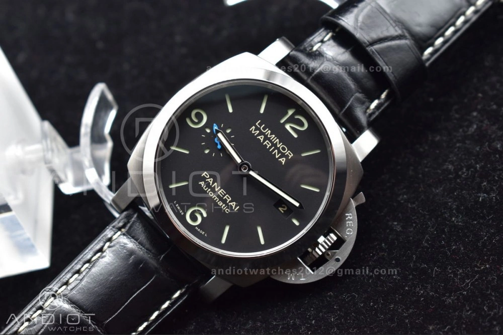 OdorResistant PAM1312  VSF 1:1 Best Edition Black Dial on Black Leather Strap P. 328