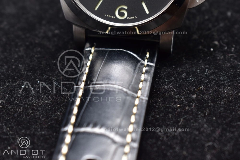 ComfortFit PAM1312 SBF 1:1 Best Edition Black Dial on Black Leather Strap P.9010 Clone 350