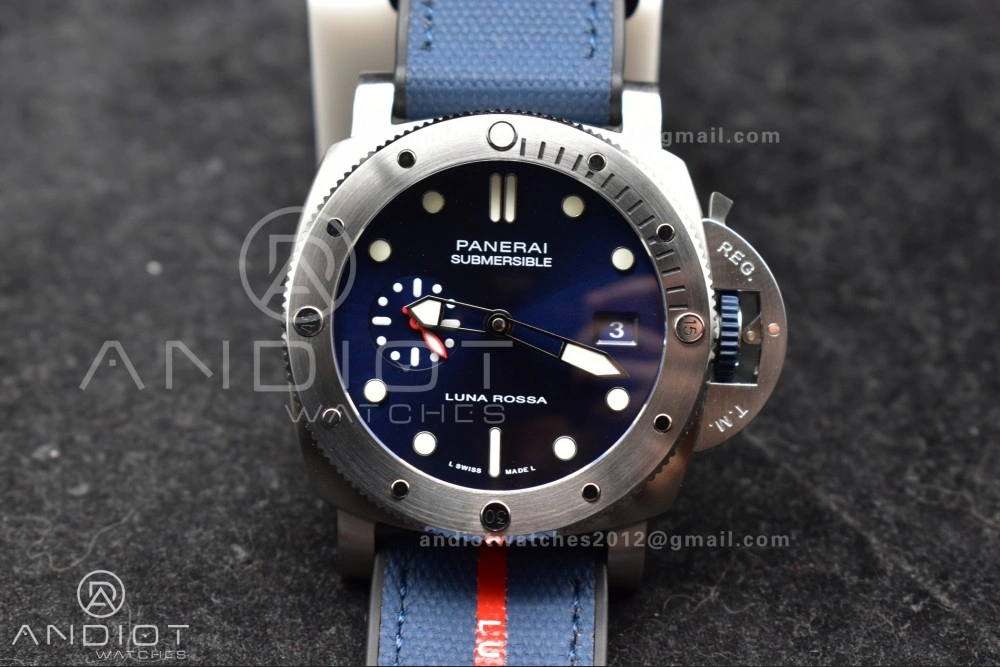 Affordable PAM1391 Luna Rossa Submersible VSF 1:1 Best Edition on Blue Fabric Strap P 340