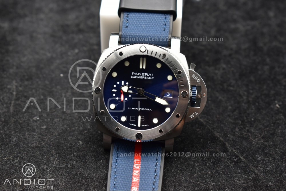 Affordable PAM1391 Luna Rossa Submersible VSF 1:1 Best Edition on Blue Fabric Strap P 340