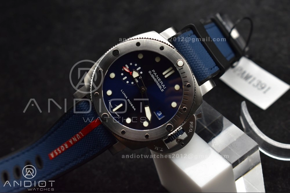 Affordable PAM1391 Luna Rossa Submersible VSF 1:1 Best Edition on Blue Fabric Strap P 340