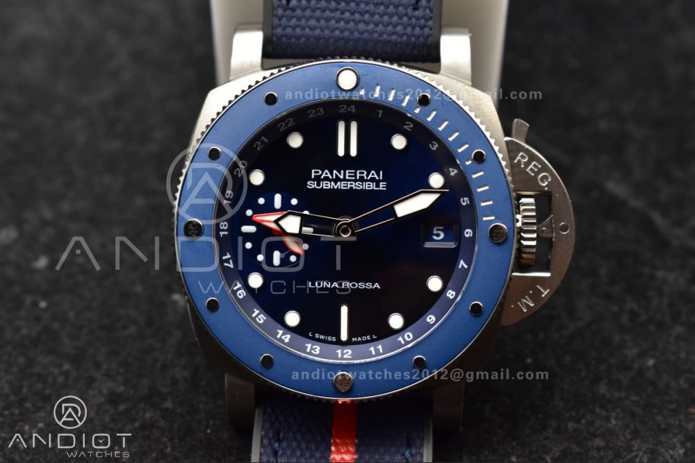 Breathable PAM1507 Submersible GMT Luna Rossa 42mm VSF 1:1 Best Edition on Blue Nylon Strap P 329