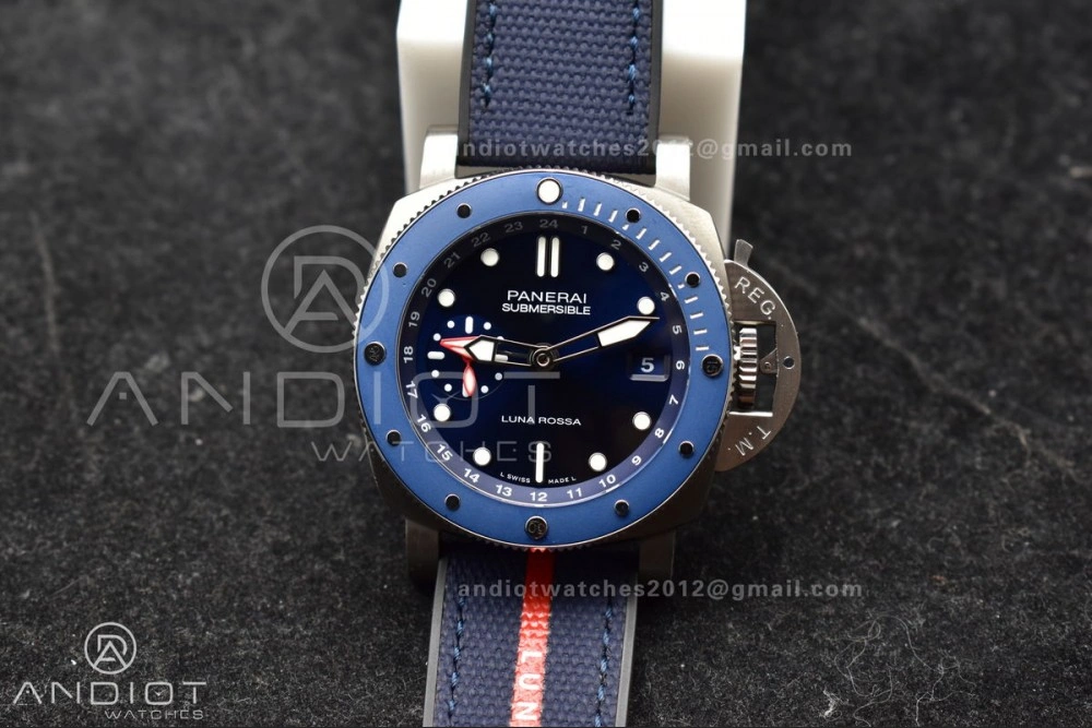 Breathable PAM1507 Submersible GMT Luna Rossa 42mm VSF 1:1 Best Edition on Blue Nylon Strap P 329