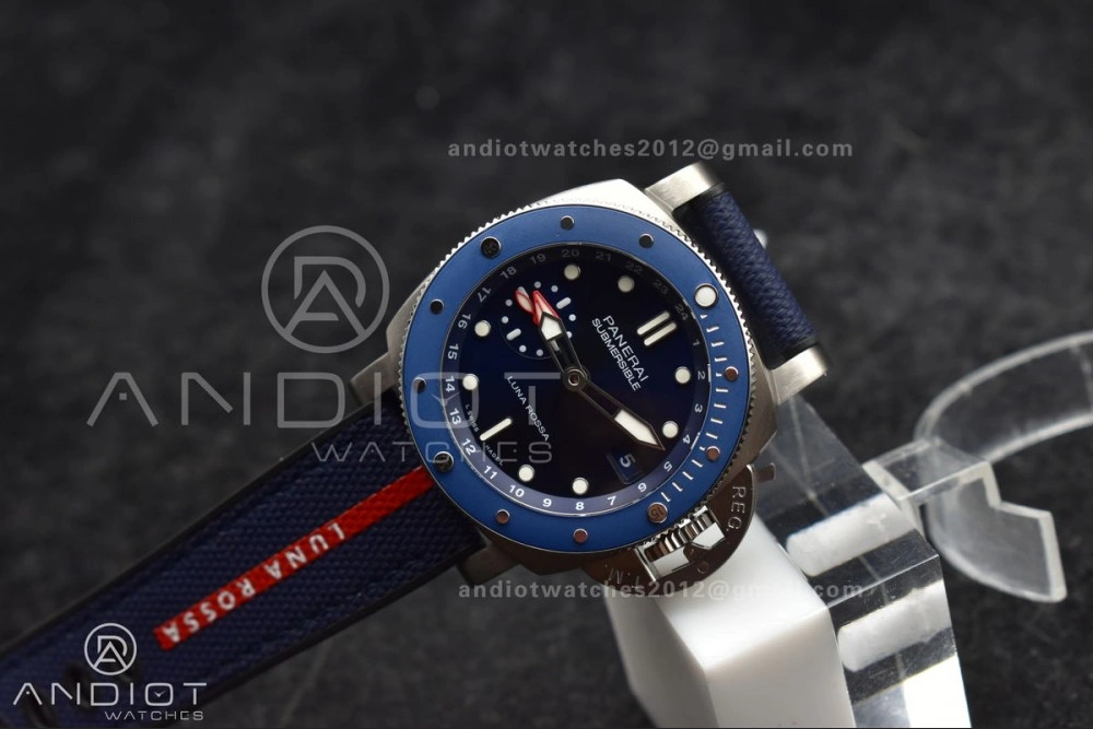 Breathable PAM1507 Submersible GMT Luna Rossa 42mm VSF 1:1 Best Edition on Blue Nylon Strap P 329