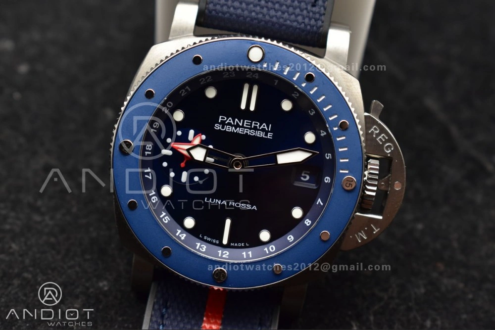 Breathable PAM1507 Submersible GMT Luna Rossa 42mm VSF 1:1 Best Edition on Blue Nylon Strap P 329