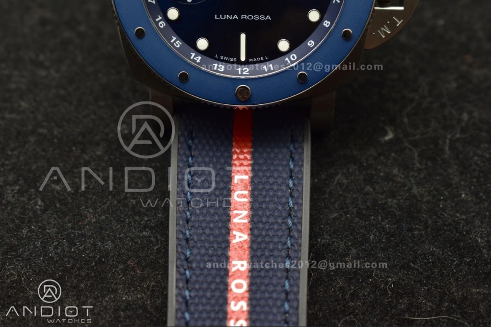 Breathable PAM1507 Submersible GMT Luna Rossa 42mm VSF 1:1 Best Edition on Blue Nylon Strap P 329