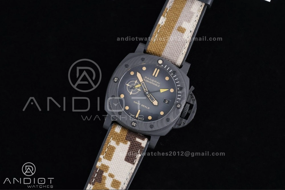 HighQuality PAM1513 Submersible 44mm VSF 1:1 Best Edition Gray Ombre Dial on Camouflage Strap P 327