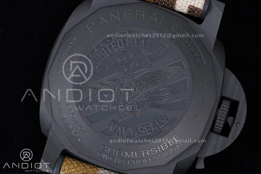HighQuality PAM1513 Submersible 44mm VSF 1:1 Best Edition Gray Ombre Dial on Camouflage Strap P 327