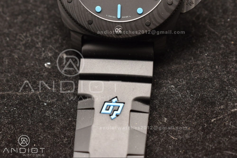 PAM1616 Carbotech 47mm VSF Best Edition Black Dial Blue Markers on Rubber Strap P.9010 Clone Efficient 345