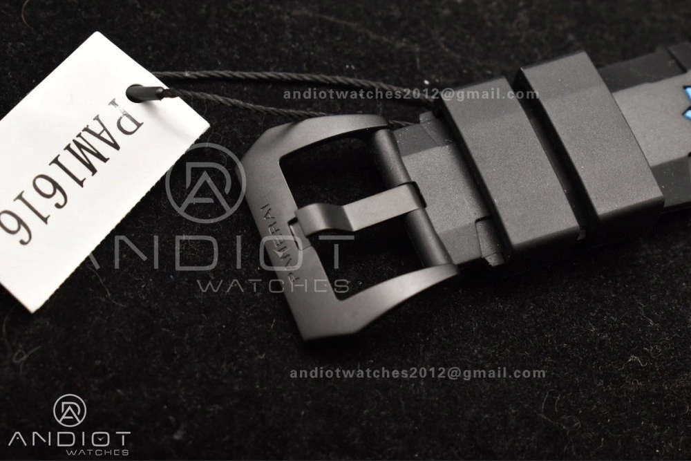 PAM1616 Carbotech 47mm VSF Best Edition Black Dial Blue Markers on Rubber Strap P.9010 Clone Efficient 345