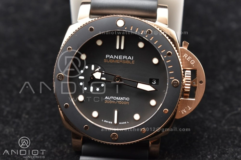 UrbanChic PAM2164 Submersible 42mm VSF Best Edition Black Dial on Black Rubber Strap P 325