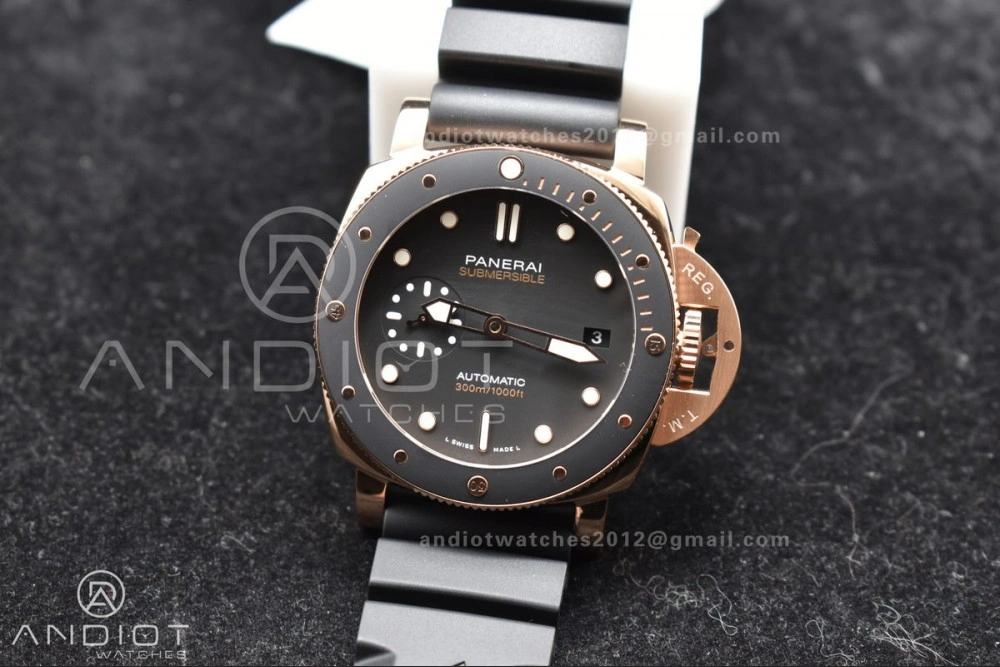 UrbanChic PAM2164 Submersible 42mm VSF Best Edition Black Dial on Black Rubber Strap P 325