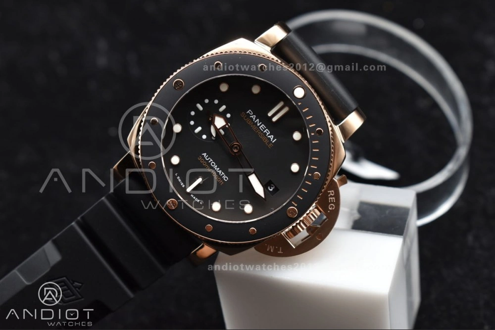 UrbanChic PAM2164 Submersible 42mm VSF Best Edition Black Dial on Black Rubber Strap P 325