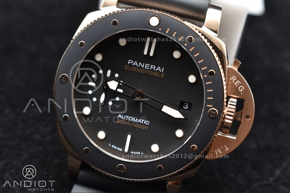 UrbanChic PAM2164 Submersible 42mm VSF Best Edition Black Dial on Black Rubber Strap P 325