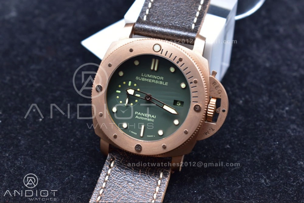 PAM382 N Bronzo VSF 1:1 Best Edition on Brown Distressed Calfskin Strap P.9000 Super Clone V WrinkleFree 987