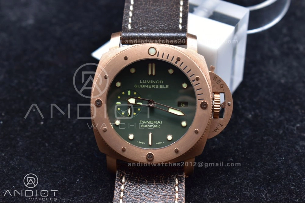 PAM382 N Bronzo VSF 1:1 Best Edition on Brown Distressed Calfskin Strap P.9000 Super Clone V WrinkleFree 987