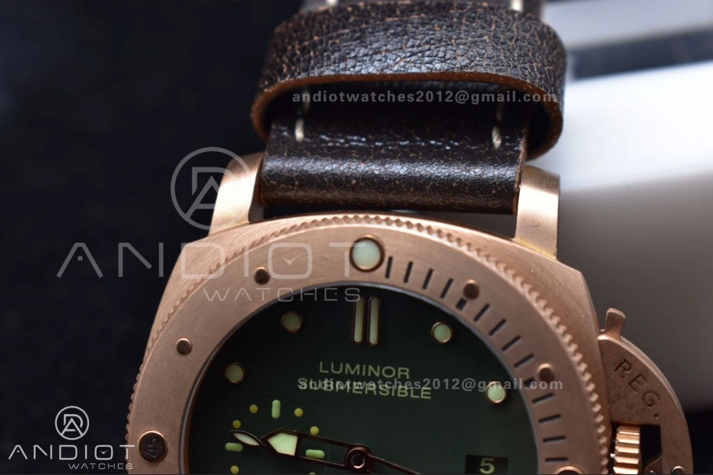 PAM382 N Bronzo VSF 1:1 Best Edition on Brown Distressed Calfskin Strap P.9000 Super Clone V WrinkleFree 987