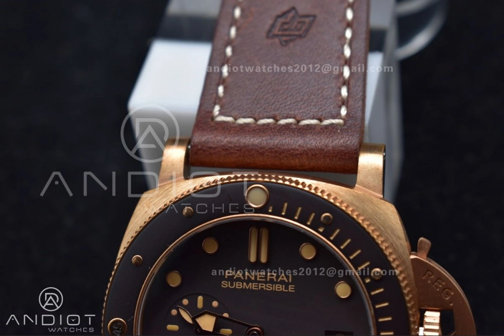 RelaxedFit PAM968 V Bronzo VSF 1:1 Best Edition Brown Ceramic Bezel and Dial on Brown Calfskin Strap P.9010 Clone 356