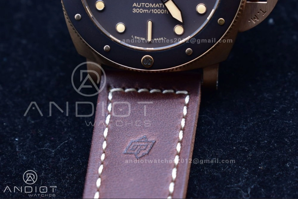 RelaxedFit PAM968 V Bronzo VSF 1:1 Best Edition Brown Ceramic Bezel and Dial on Brown Calfskin Strap P.9010 Clone 356