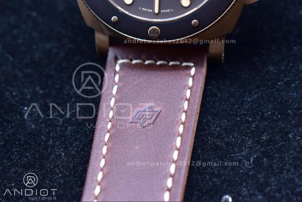 RelaxedFit PAM968 V Bronzo VSF 1:1 Best Edition Brown Ceramic Bezel and Dial on Brown Calfskin Strap P.9010 Clone 356
