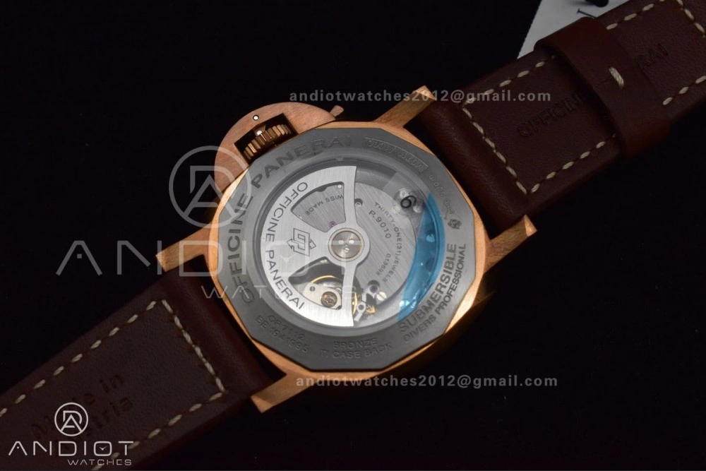 RelaxedFit PAM968 V Bronzo VSF 1:1 Best Edition Brown Ceramic Bezel and Dial on Brown Calfskin Strap P.9010 Clone 356