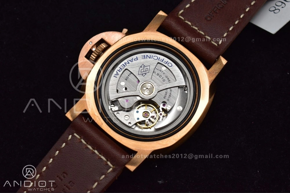 RelaxedFit PAM968 V Bronzo VSF 1:1 Best Edition Brown Ceramic Bezel and Dial on Brown Calfskin Strap P.9010 Clone 356