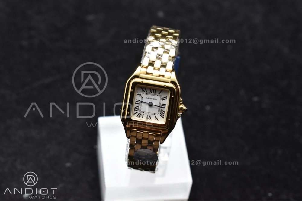 Classic Panthère 22mm BVF 1:1 Best Edition Full YG White Dial On Full YG Bracelet Ronda Quartz 214