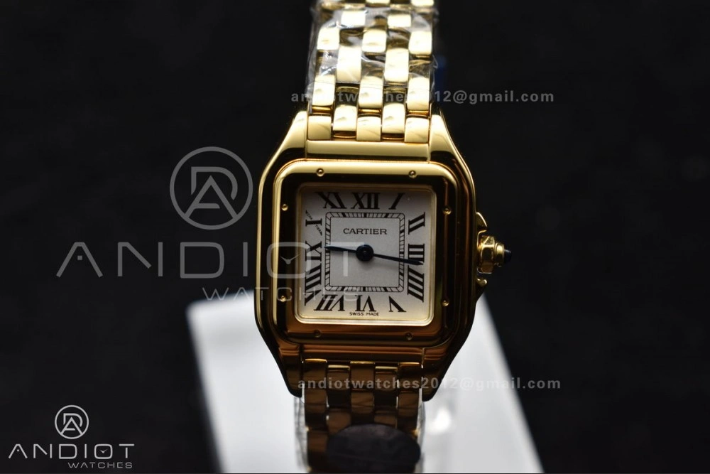Classic Panthère 22mm BVF 1:1 Best Edition Full YG White Dial On Full YG Bracelet Ronda Quartz 214