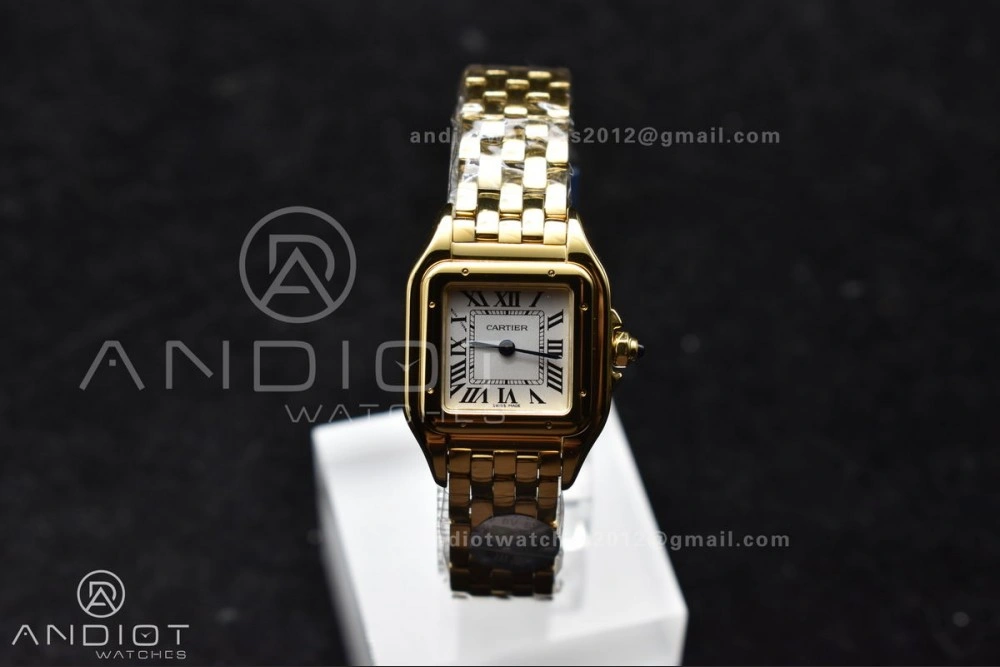 Classic Panthère 22mm BVF 1:1 Best Edition Full YG White Dial On Full YG Bracelet Ronda Quartz 214