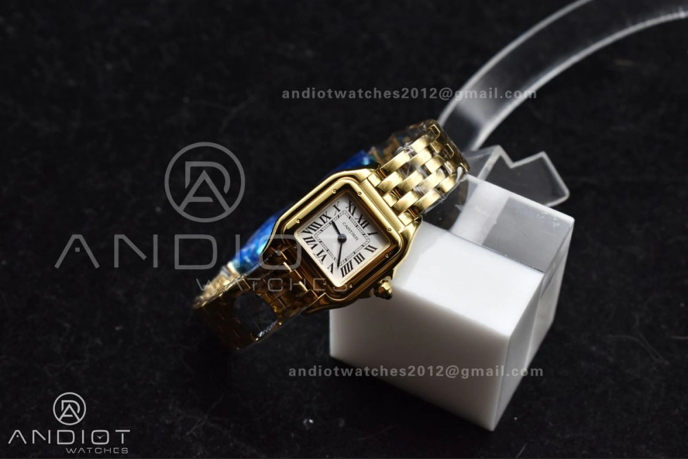 Classic Panthère 22mm BVF 1:1 Best Edition Full YG White Dial On Full YG Bracelet Ronda Quartz 214